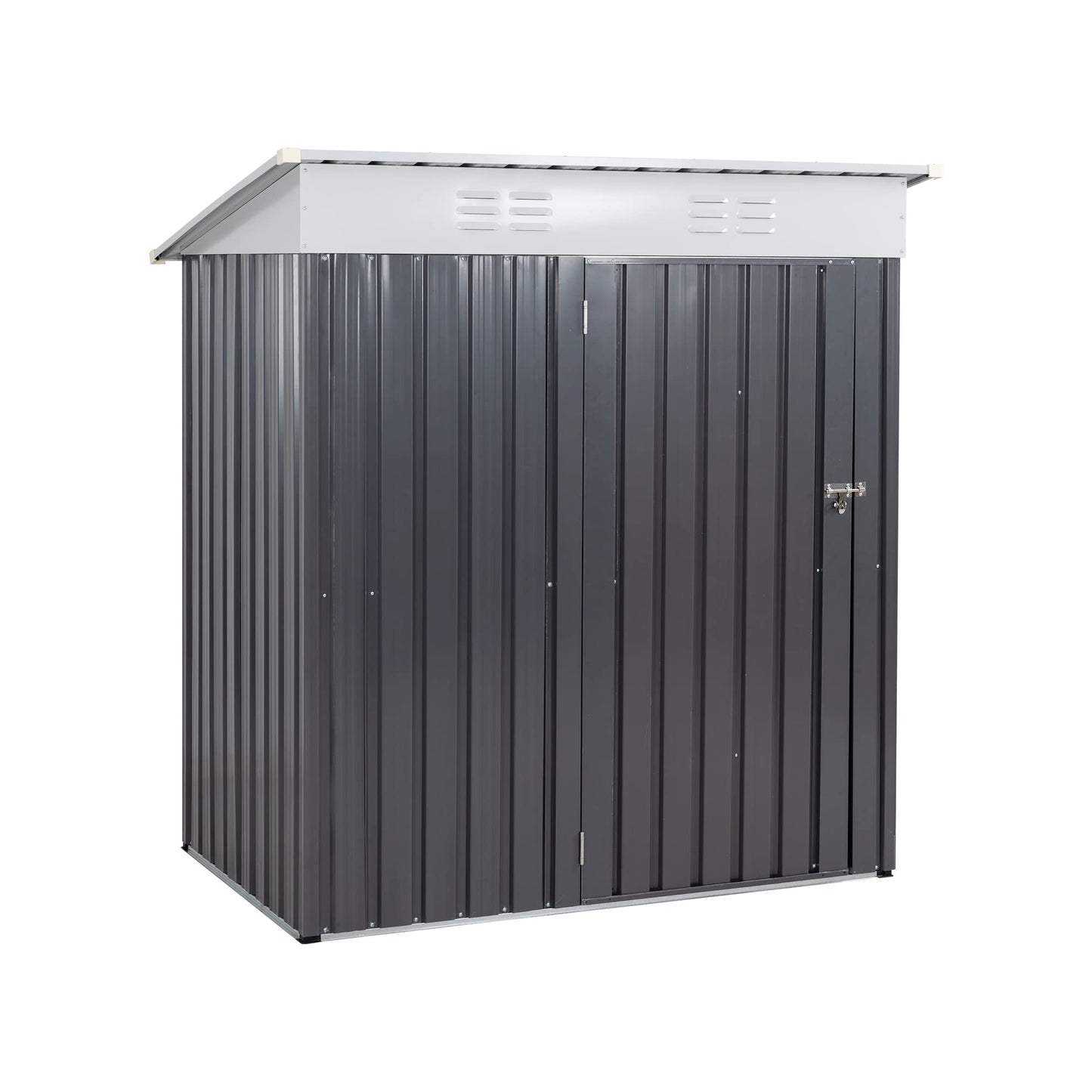 Vongrasig Outdoor Storage Shed, 6 x 4 FT Outside Metal Garden Shed with Window and Lockable Door, Waterproof Tool Shed for Backyard Patio, Lawn and Garden (Dark Gray)