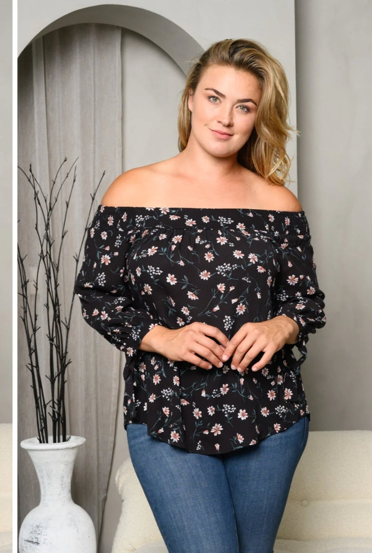 Plus size Off Shoulder Tunic Top - JBAEssential's
