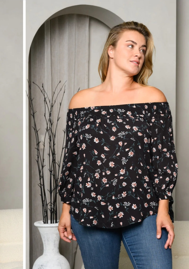 Plus size Off Shoulder Tunic Top - JBAEssential's