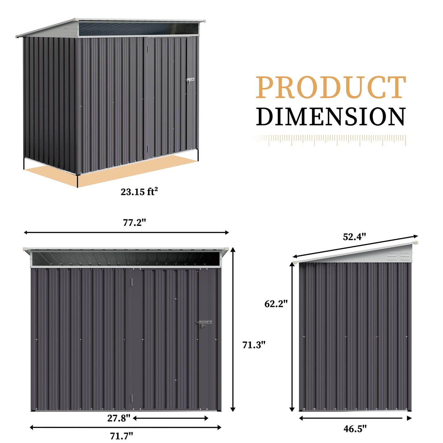 Vongrasig Outdoor Storage Shed, 6 x 4 FT Outside Metal Garden Shed with Window and Lockable Door, Waterproof Tool Shed for Backyard Patio, Lawn and Garden (Dark Gray)