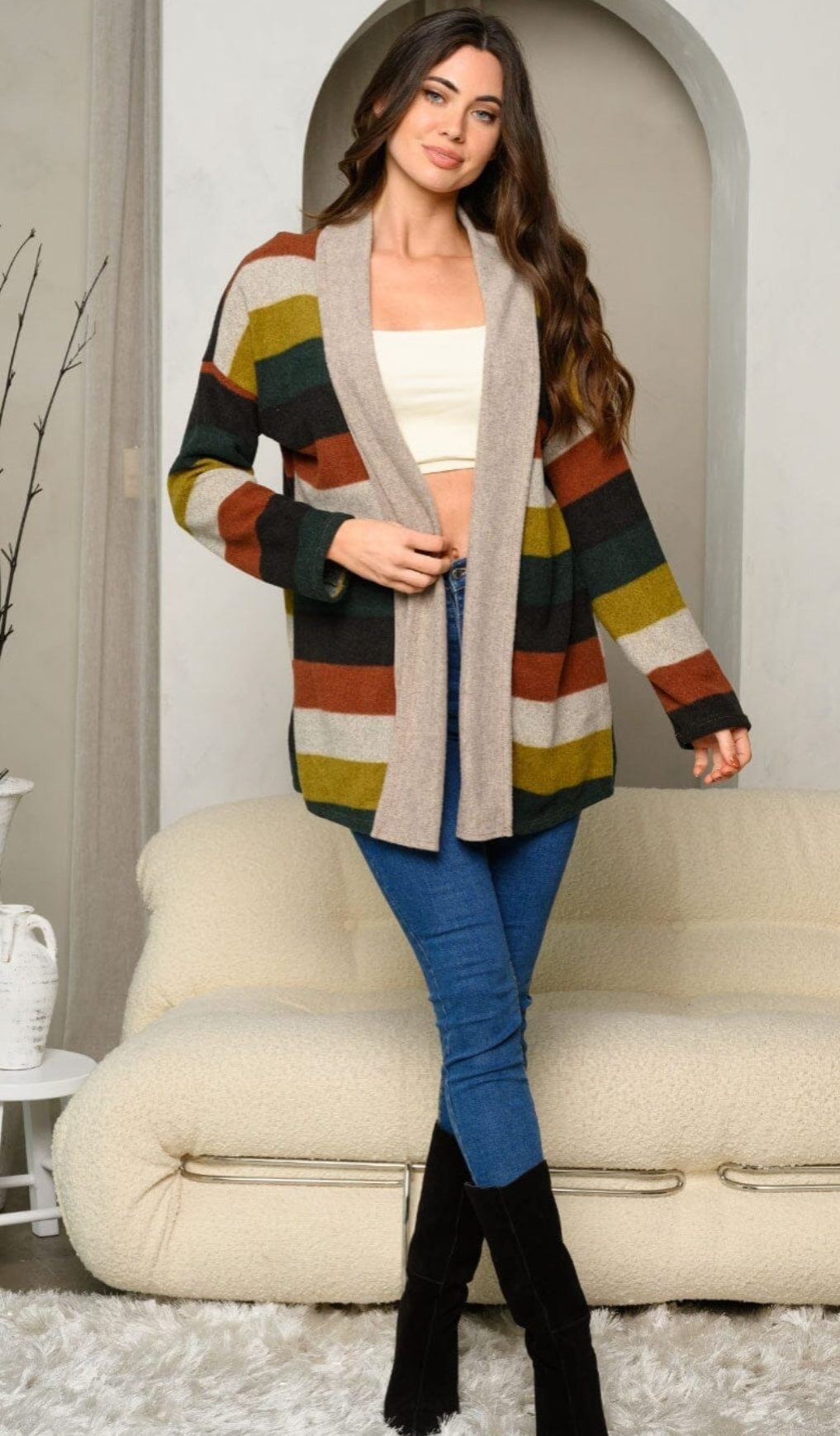 Long Sleeve Colorblock Cardigan