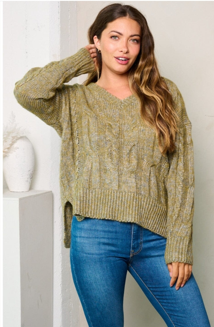 Long Sleeve V-neck Knit Sweater