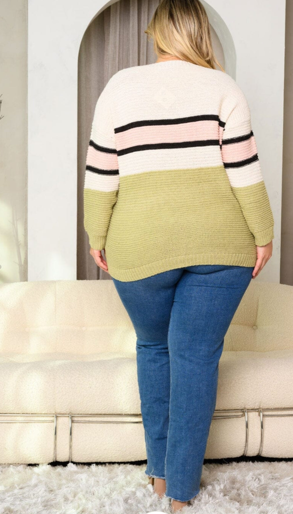 Plus-Size Long Sleeve Multy Color Knit Sweater - JBAEssential's